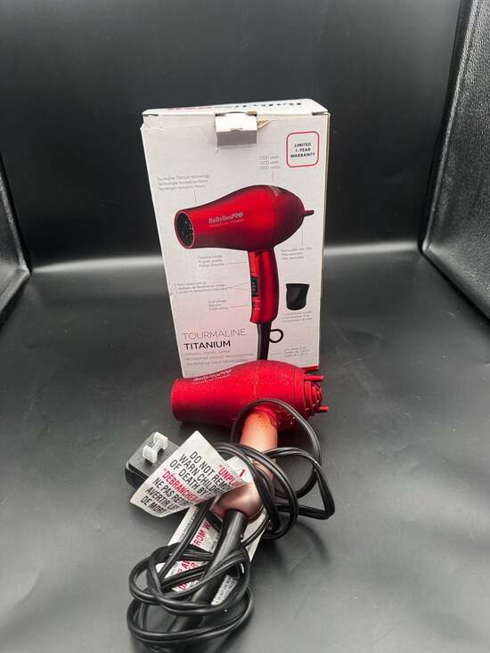 BaBylissPRO Other - BaBylissPRO TT Tourmaline Titanium Travel Hair Dryer, Red (Model BTT053TUC)
